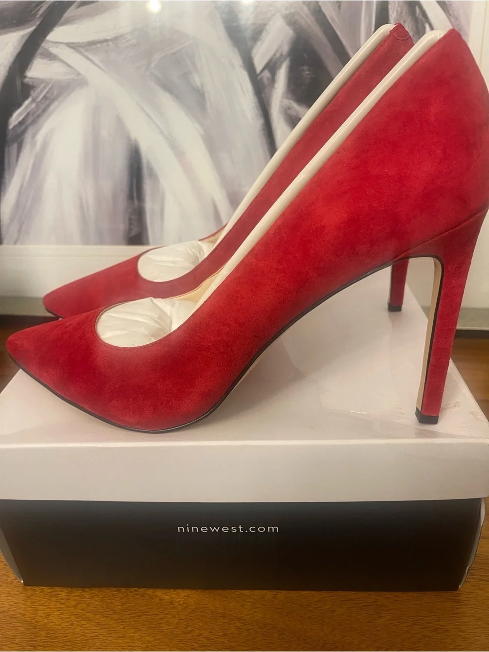 Nine West Red Pointed-Toe Suede leather Pumps